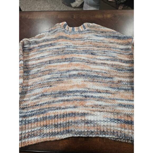 Loft Spacedye Slouchy Button Wool Cardigan Sweater Stripe Size S Blue Cropped - Picture 6 of 6